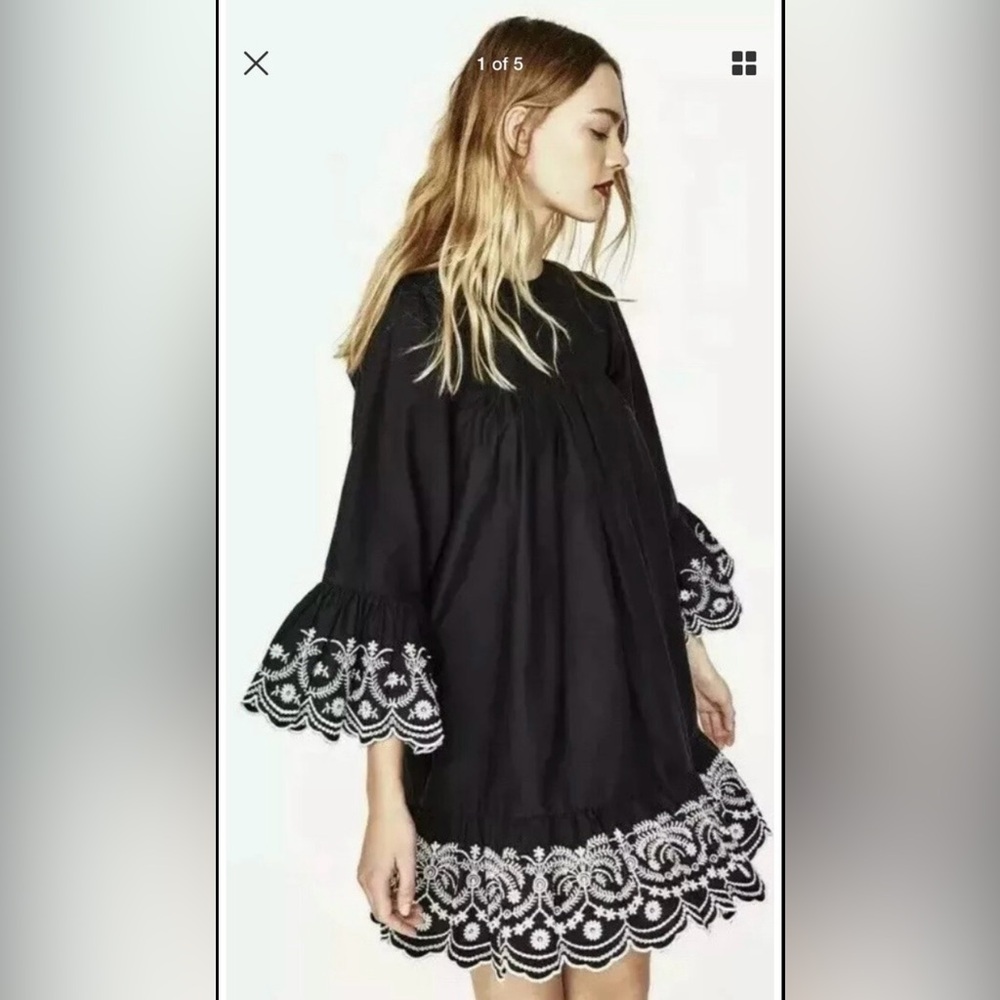 Zara Embroidered Mini dress size Large‎